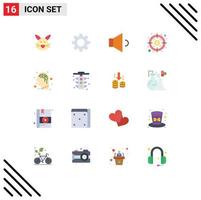 User Interface Pack of 16 Basic Flat Colors of city brain sound artificial investment Editable Pack of Creative Vector Design Elements