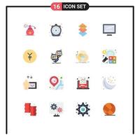 16 User Interface Flat Color Pack of modern Signs and Symbols of finance pc design imac monitor Editable Pack of Creative Vector Design Elements