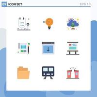 Mobile Interface Flat Color Set of 9 Pictograms of payment accounting solution cloud zero Editable Vector Design Elements