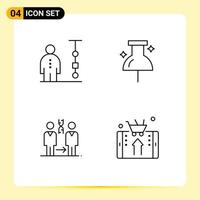 Modern Set of 4 Filledline Flat Colors Pictograph of business cloning corporate management navigation hospital Editable Vector Design Elements