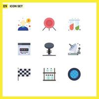 Pictogram Set of 9 Simple Flat Colors of stool furniture health bar coder Editable Vector Design Elements