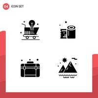 Universal Icon Symbols Group of Modern Solid Glyphs of cart bag idea paper roll travel Editable Vector Design Elements