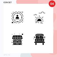 Set of 4 Commercial Solid Glyphs pack for link public people brightness wc Editable Vector Design Elements