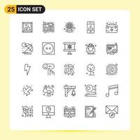 Universal Icon Symbols Group of 25 Modern Lines of aid phone home missed arrows Editable Vector Design Elements