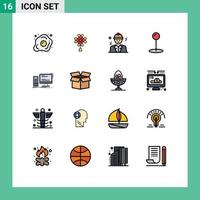 paquete de iconos de vectores de stock de 16 signos y símbolos de línea para la decoración de computadoras de juegos construcción de pines elementos de diseño de vectores creativos editables