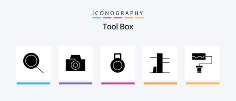 paquete de iconos de herramientas glifo 5 que incluye .. diseño de iconos creativos vector