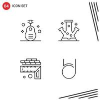 Stock Vector Icon Pack of 4 Line Signs and Symbols for classic technology instrument knowledge height Editable Vector Design Elements