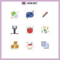 Modern Set of 9 Flat Colors and symbols such as poison apple study tools kitchenware Editable Vector Design Elements