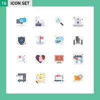 Pictogram Set of 16 Simple Flat Colors of health insurance bell find time alarm Editable Pack of Creative Vector Design Elements