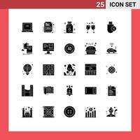Modern Set of 25 Solid Glyphs Pictograph of removed devices medical computers drink Editable Vector Design Elements