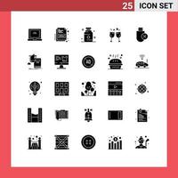 Modern Set of 25 Solid Glyphs Pictograph of removed devices medical computers drink Editable Vector Design Elements