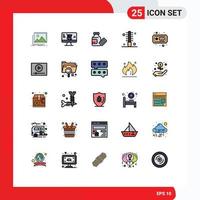 conjunto de 25 iconos modernos de la interfaz de usuario símbolos signos para el salón de pasatiempos cabello médico elementos de diseño vectorial editables rizados vector