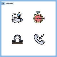 Universal Icon Symbols Group of 4 Modern Filledline Flat Colors of setting stopwatch user management libra Editable Vector Design Elements