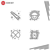 Set of 4 Commercial Filledline Flat Colors pack for hand cells cutter line study Editable Vector Design Elements