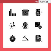 Set of 9 Modern UI Icons Symbols Signs for pin location phone holiday egg Editable Vector Design Elements