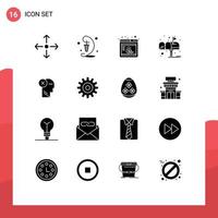 User Interface Pack of 16 Basic Solid Glyphs of failure post cpc mail box Editable Vector Design Elements