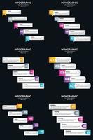 plantilla de diapositiva de presentación del paquete de infografías vectoriales 6 diagramas de ciclo de 5 pasos y líneas de tiempo vector