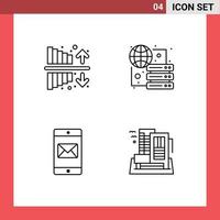 Universal Icon Symbols Group of 4 Modern Filledline Flat Colors of expenses mobile profit hosting mail Editable Vector Design Elements