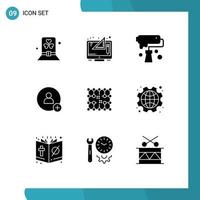 Set of 9 Modern UI Icons Symbols Signs for twitter add graphic design creative Editable Vector Design Elements