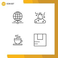 4 Line concept for Websites Mobile and Apps earth smoke data fire hot Editable Vector Design Elements