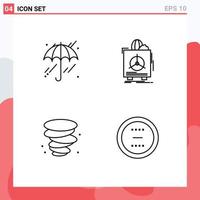 4 Universal Line Signs Symbols of umbrella weather insurance warranty cancel Editable Vector Design Elements