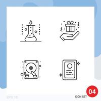 4 Thematic Vector Filledline Flat Colors and Editable Symbols of laboratory drive science experiment box assignment Editable Vector Design Elements