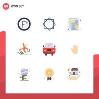 Modern Set of 9 Flat Colors Pictograph of car failure bill failed business Editable Vector Design Elements