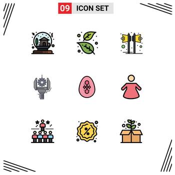 Modern Set of 9 Filledline Flat Colors and symbols such as machine automation nature speaker party Editable Vector Design Elements