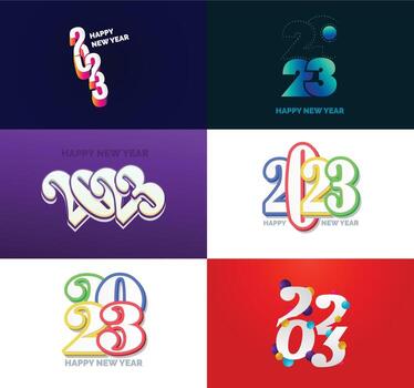 Big Set of 2023 Happy New Year logo text design 2023 number design template vector