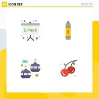 Flat Icon Pack of 4 Universal Symbols of board transportation physics formula pencil food Editable Vector Design Elements