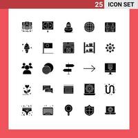 Universal Icon Symbols Group of 25 Modern Solid Glyphs of machine down boiled world globe Editable Vector Design Elements