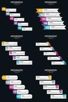 plantilla de diapositiva de presentación del paquete de infografías vectoriales 6 diagramas de ciclo de 5 pasos y líneas de tiempo vector