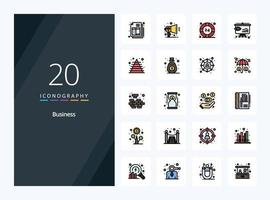 20 icono lleno de línea de negocio para presentación vector