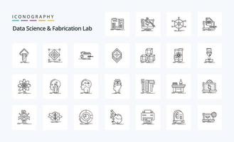 25 Data Science And Fabrication Lab Line icon pack vector