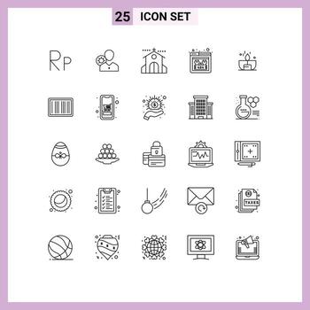 conjunto de pictogramas de 25 líneas simples de perfil de error del sitio web evento de boda elementos de diseño vectorial editables vector