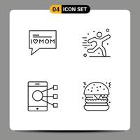Line Pack of 4 Universal Symbols of message mobile hobbies football share Editable Vector Design Elements
