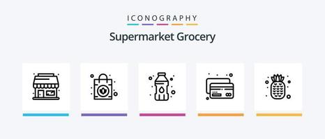Grocery Line 5 Icon Pack Including . board. vegetable. signage. open. Creative Icons Design vector
