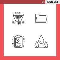 Pictogram Set of 4 Simple Filledline Flat Colors of filter clipboard dollar open strategy Editable Vector Design Elements