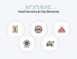 servicios de hotel y elementos de la ciudad línea llena de iconos paquete 5 diseño de iconos. ascensor. caminar. hotel . movimienot. silla de ruedas vector