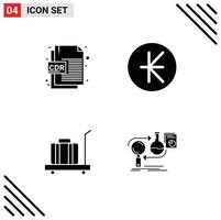 4 Universal Solid Glyphs Set for Web and Mobile Applications cdr file luggage file format lao weight Editable Vector Design Elements