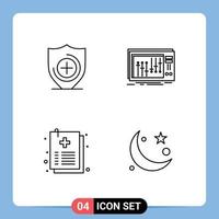 4 Universal Line Signs Symbols of medical healthcare console music file Editable Vector Design Elements