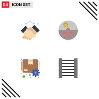 Set of 4 Vector Flat Icons on Grid for handshake skin muslim dry skin package Editable Vector Design Elements