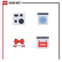 Mobile Interface Flat Icon Set of 4 Pictograms of cooking web plate development friday Editable Vector Design Elements