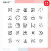 Concepto de 25 líneas para sitios web móviles y datos de aplicaciones simplifican la red de libros elementos de diseño de vectores editables globales