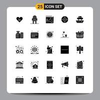 Set of 25 Modern UI Icons Symbols Signs for cargo mark map gun news Editable Vector Design Elements