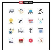 Mobile Interface Flat Color Set of 16 Pictograms of security insurance configuration head chief Editable Pack of Creative Vector Design Elements