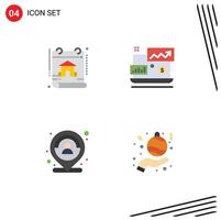 Pictogram Set of 4 Simple Flat Icons of calendar location real estate investment marker Editable Vector Design Elements