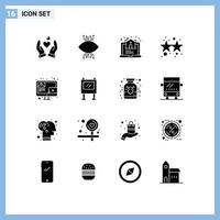 Modern Set of 16 Solid Glyphs Pictograph of blog party eye firework online Editable Vector Design Elements