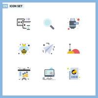 Pictogram Set of 9 Simple Flat Colors of shovel paper extension plane honey Editable Vector Design Elements