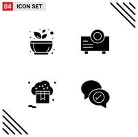 User Interface Pack of 4 Basic Solid Glyphs of grinding online spa presentation store Editable Vector Design Elements